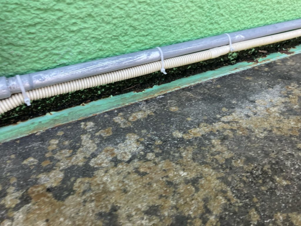 外壁際に溜まった汚れ